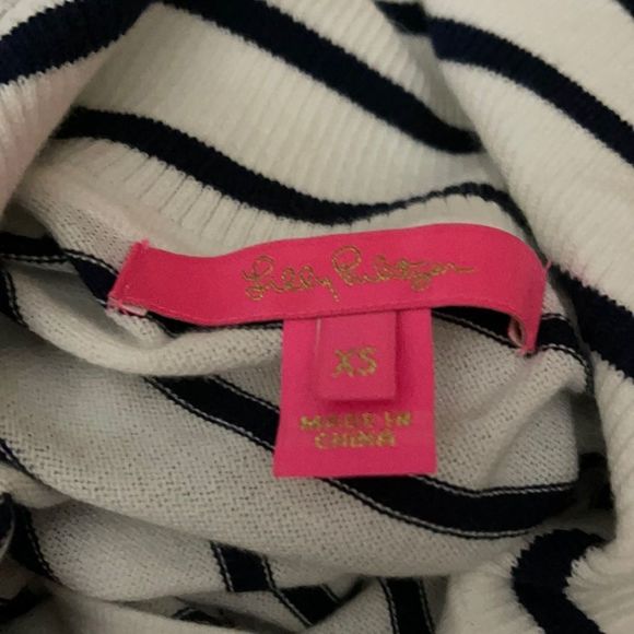 Lilly Pulitzer White/Navy Striped Crestwood V-Neck Pullover Sweater w/Coolmax XS - Picture 14 of 16